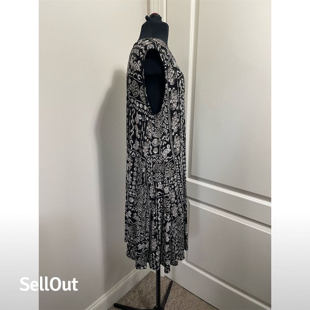 Style & Co Women's PXL Black Geometric Print Sleeveless Dress. Sku19 - Picture 4 of 9